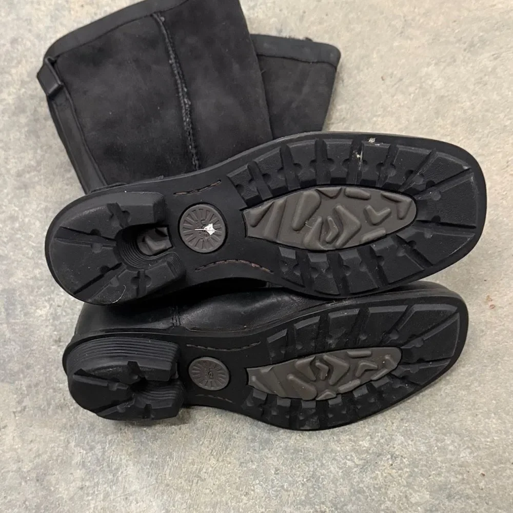 UGG Black Leather and Suede Boots